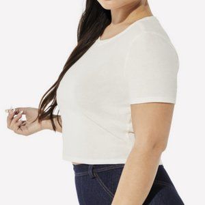 Yitty Denim Is Served Cropped Tee In On My Ivories (White)